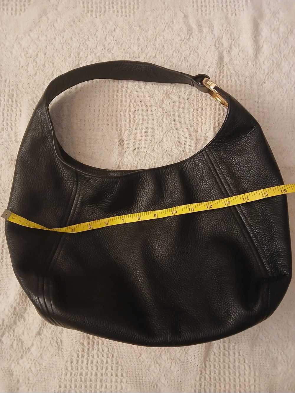Michael Kors Black Pebbled Leather Hobo with Gold Logo Accent